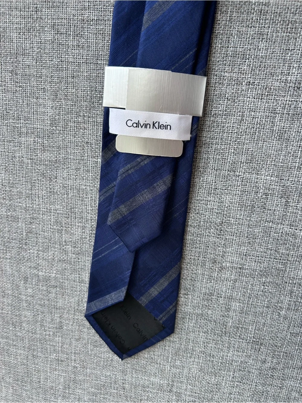 Calvin Klein Blue Striped Silk-Blend Tie NWT